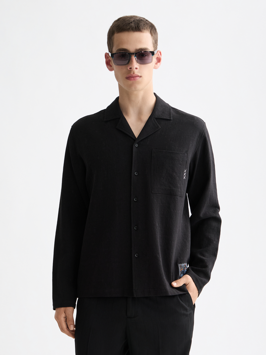 Black חולצה מכופתרת ארוכה לגברים Tonal SCOTCH & SODA