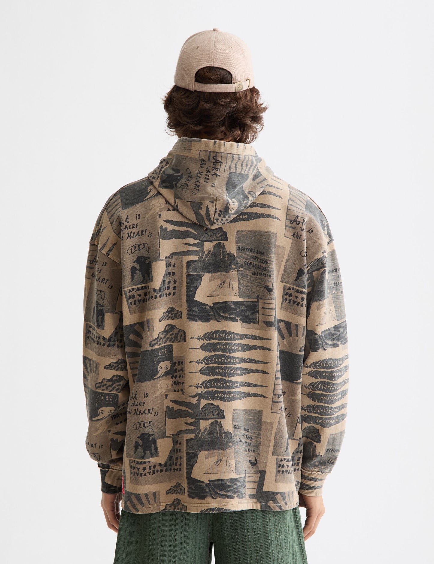 Dark Slate Gray קפוצ'ון לגברים Overdyed All-Over SCOTCH & SODA