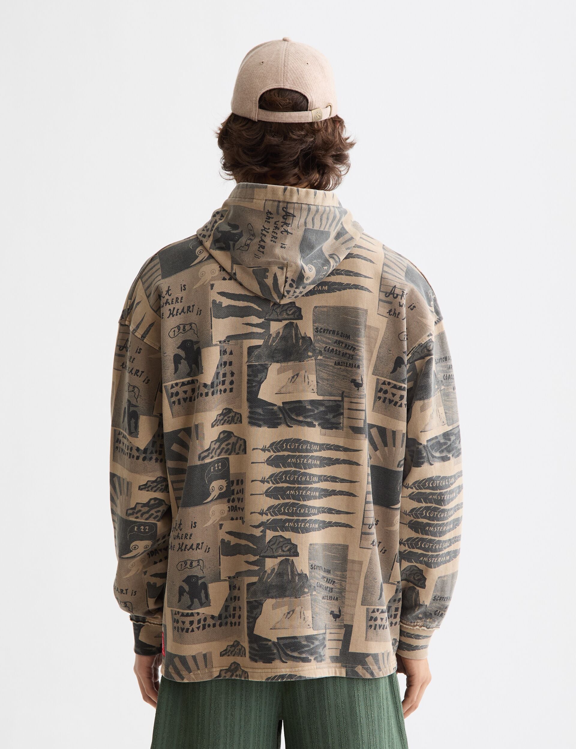 Dark Slate Gray קפוצ'ון לגברים Overdyed All-Over SCOTCH & SODA