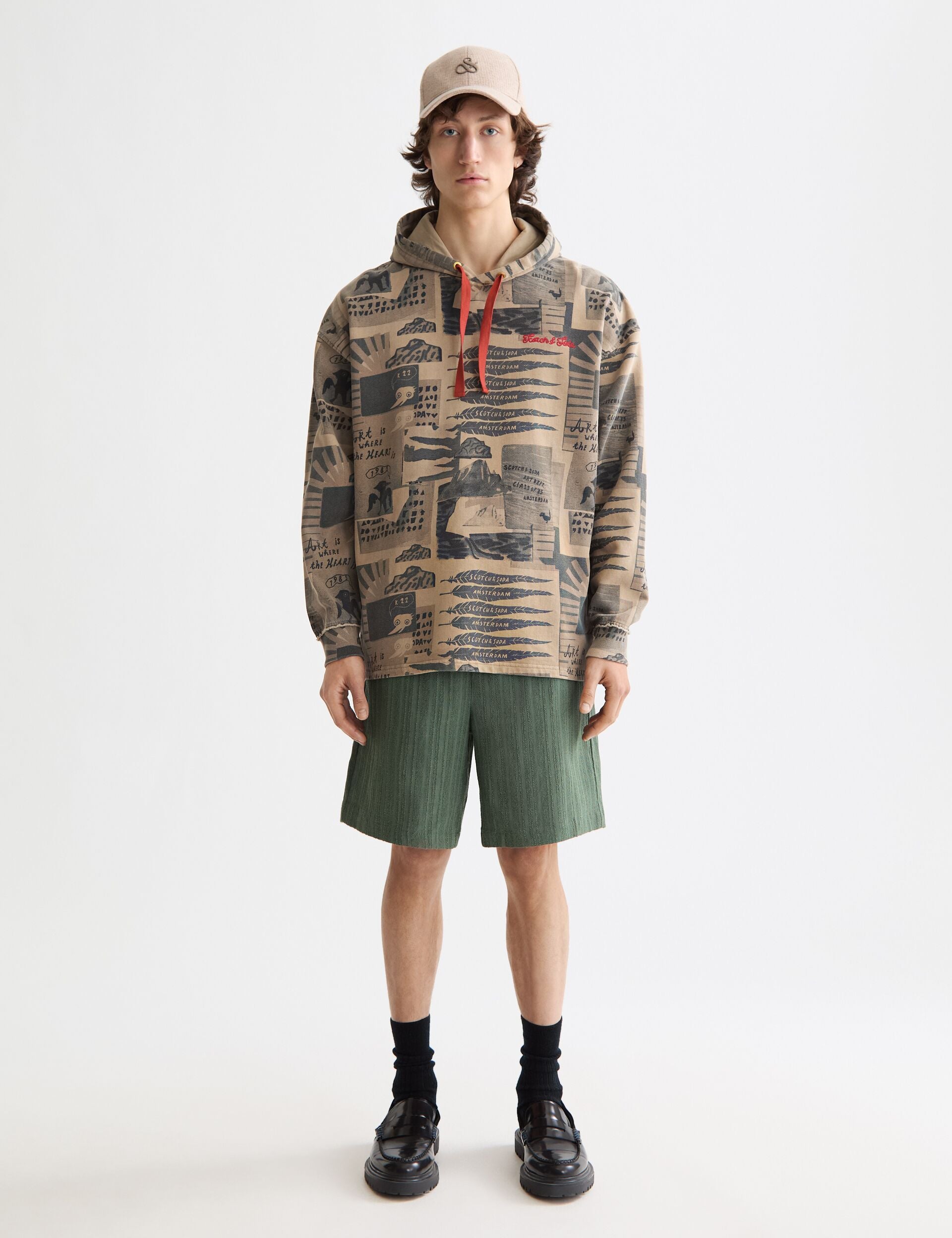 Beige קפוצ'ון לגברים Overdyed All-Over SCOTCH & SODA