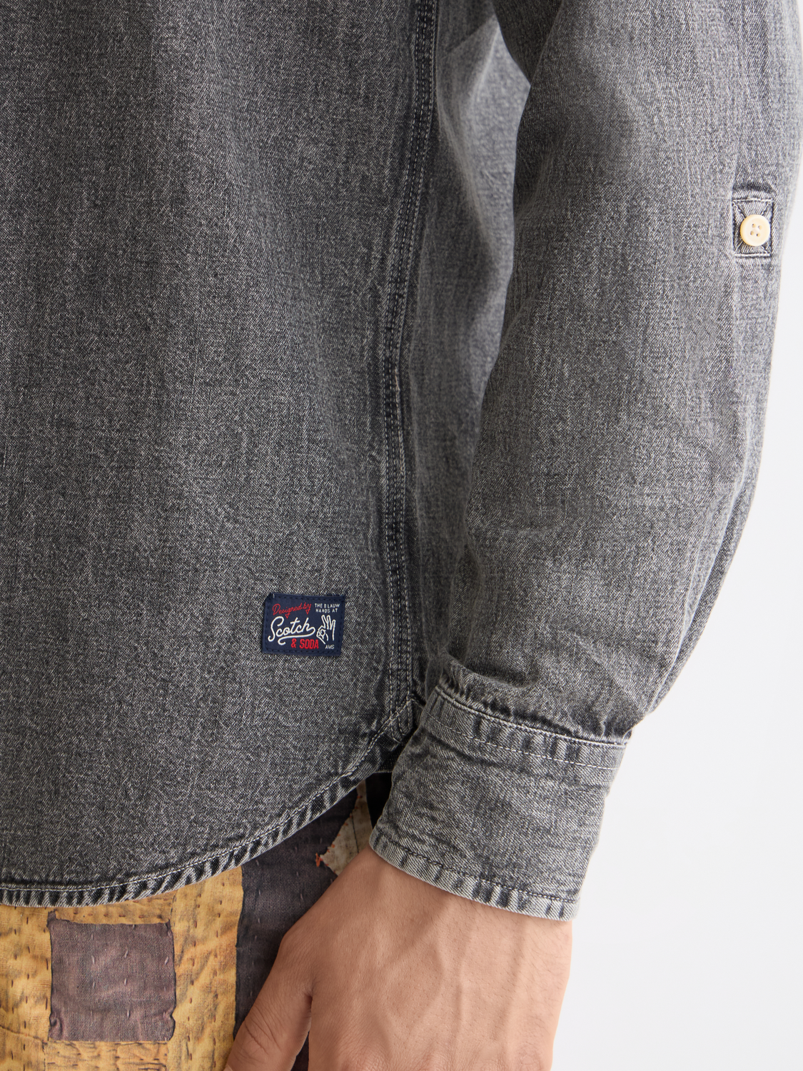 Dark Slate Gray חולצת ג'ינס מכופתרת ארוכה לגברים SCOTCH & SODA