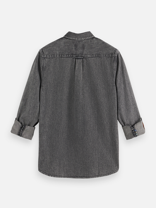 Dark Slate Gray חולצת ג'ינס מכופתרת ארוכה לגברים SCOTCH & SODA