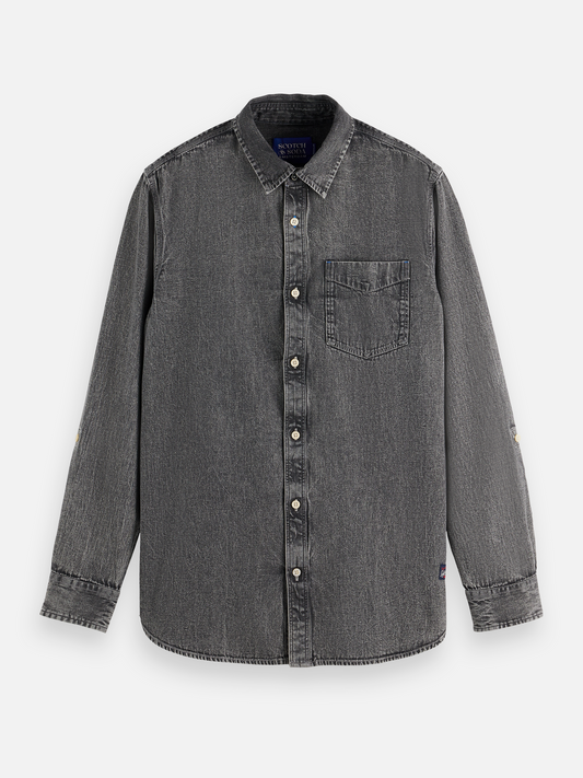 Lavender חולצת ג'ינס מכופתרת ארוכה לגברים SCOTCH & SODA