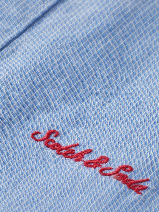 Light Steel Blue חולצה מכופתרת ארוכה לילידם Striped Linen SCOTCH & SODA