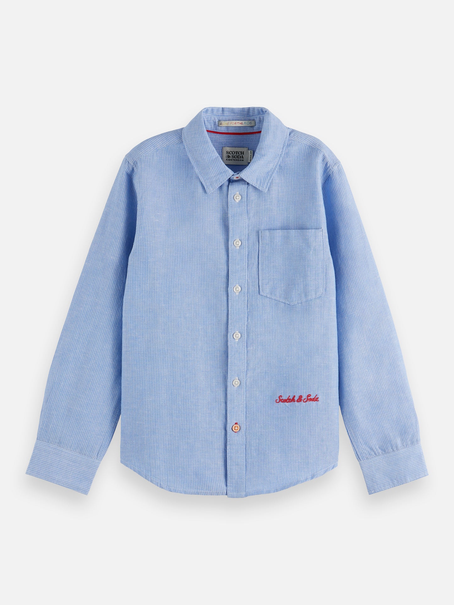Light Steel Blue חולצה מכופתרת ארוכה לילידם Striped Linen SCOTCH & SODA