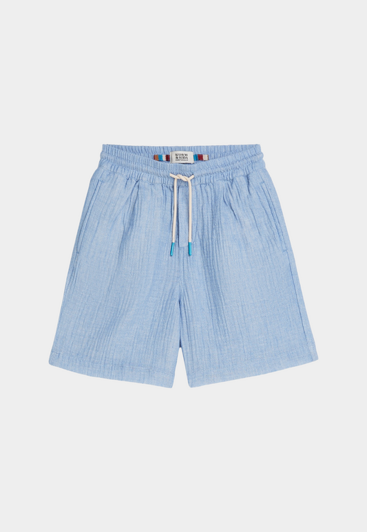 Light Steel Blue COTTON CHAMBRAY PULLON SHORTS מכנסיים קצרים SCOTCH & SODA