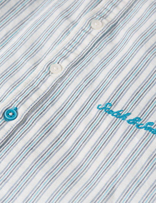 Gray חולצה מכופתרת ארוכה לילדים  Yarn-Dyed Striped Linen SCOTCH & SODA