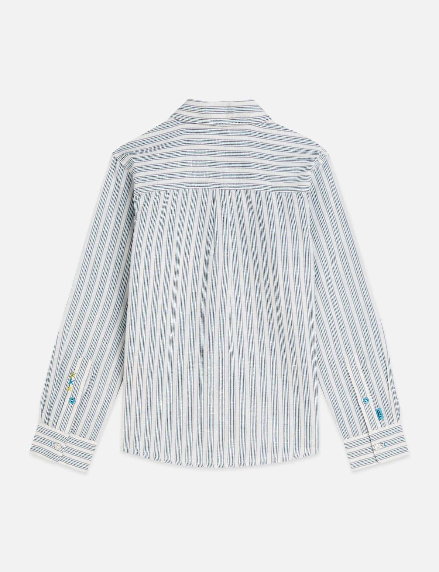 White Smoke חולצה מכופתרת ארוכה לילדים  Yarn-Dyed Striped Linen SCOTCH & SODA