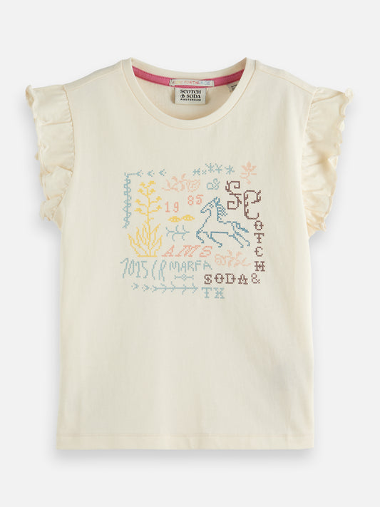 Light Gray טי שירט קצרה לילדים Front Artwork SCOTCH & SODA