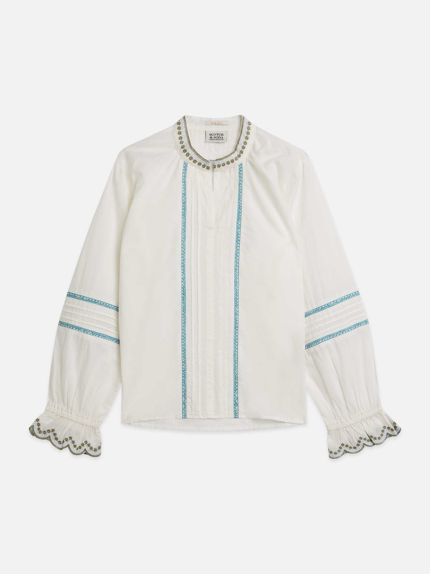 Light Gray חולצה ארוכה לילדות Embroidered Cuff SCOTCH & SODA