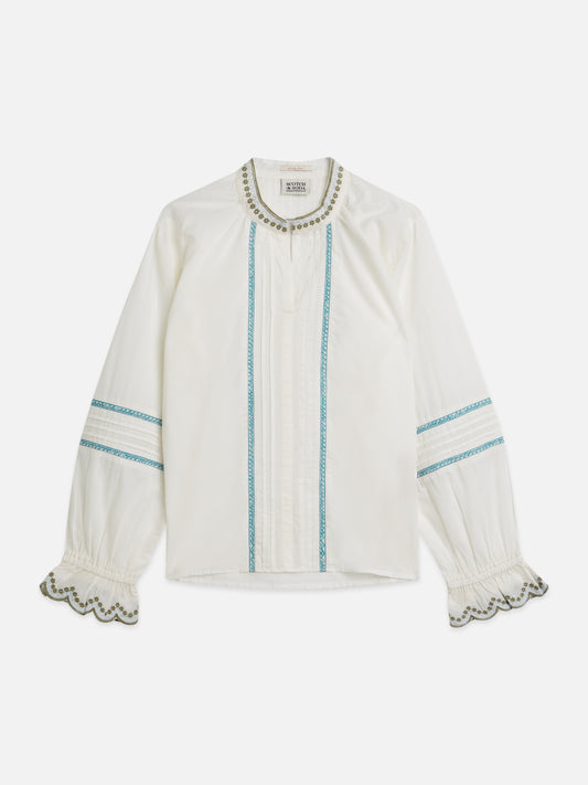 Light Gray חולצה ארוכה לילדות Embroidered Cuff SCOTCH & SODA