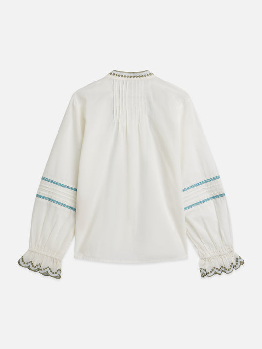 Light Gray חולצה ארוכה לילדות Embroidered Cuff SCOTCH & SODA