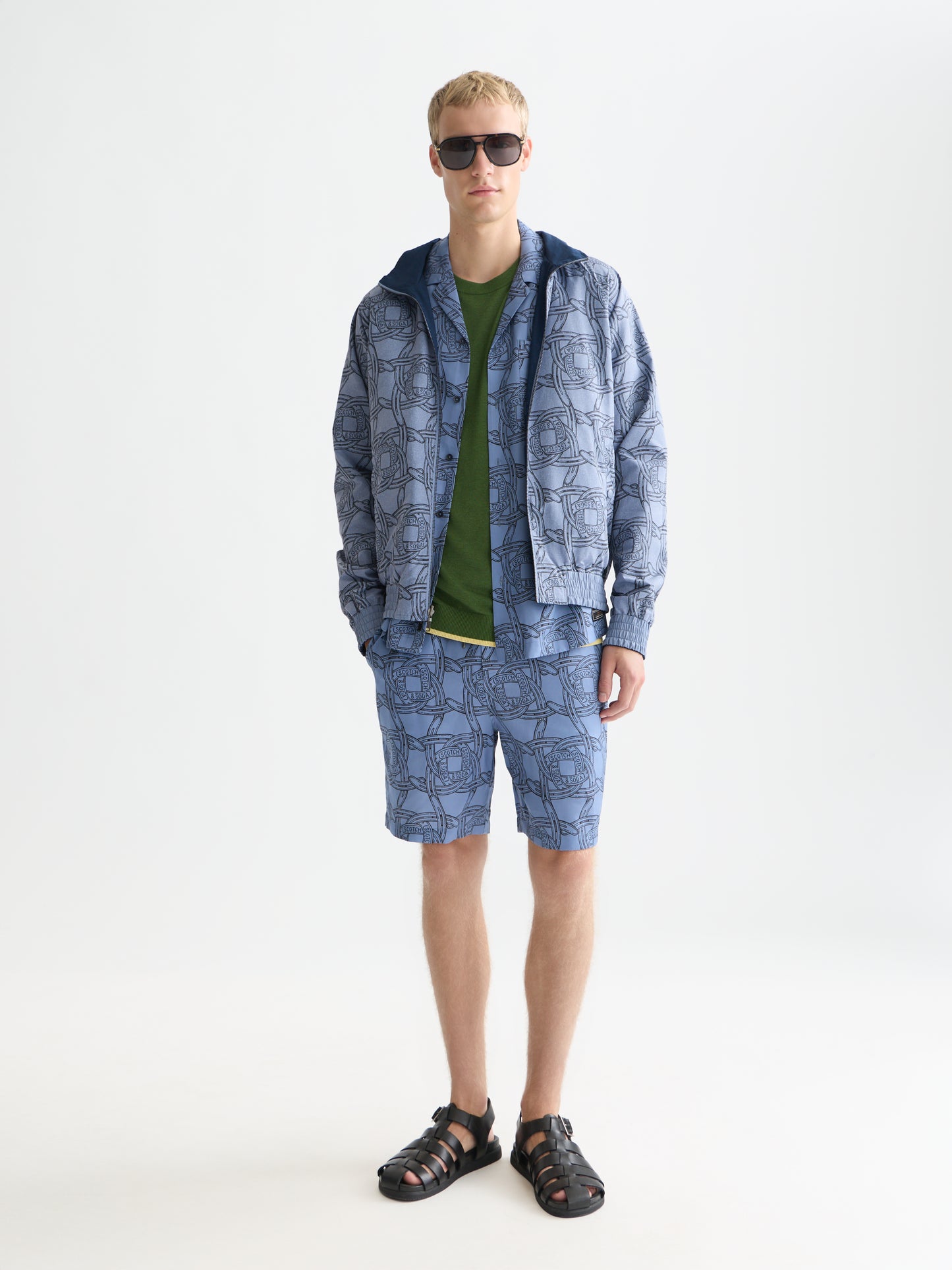 White Smoke מכנסיים קצרים לגברים Fave Printed Tencel SCOTCH & SODA