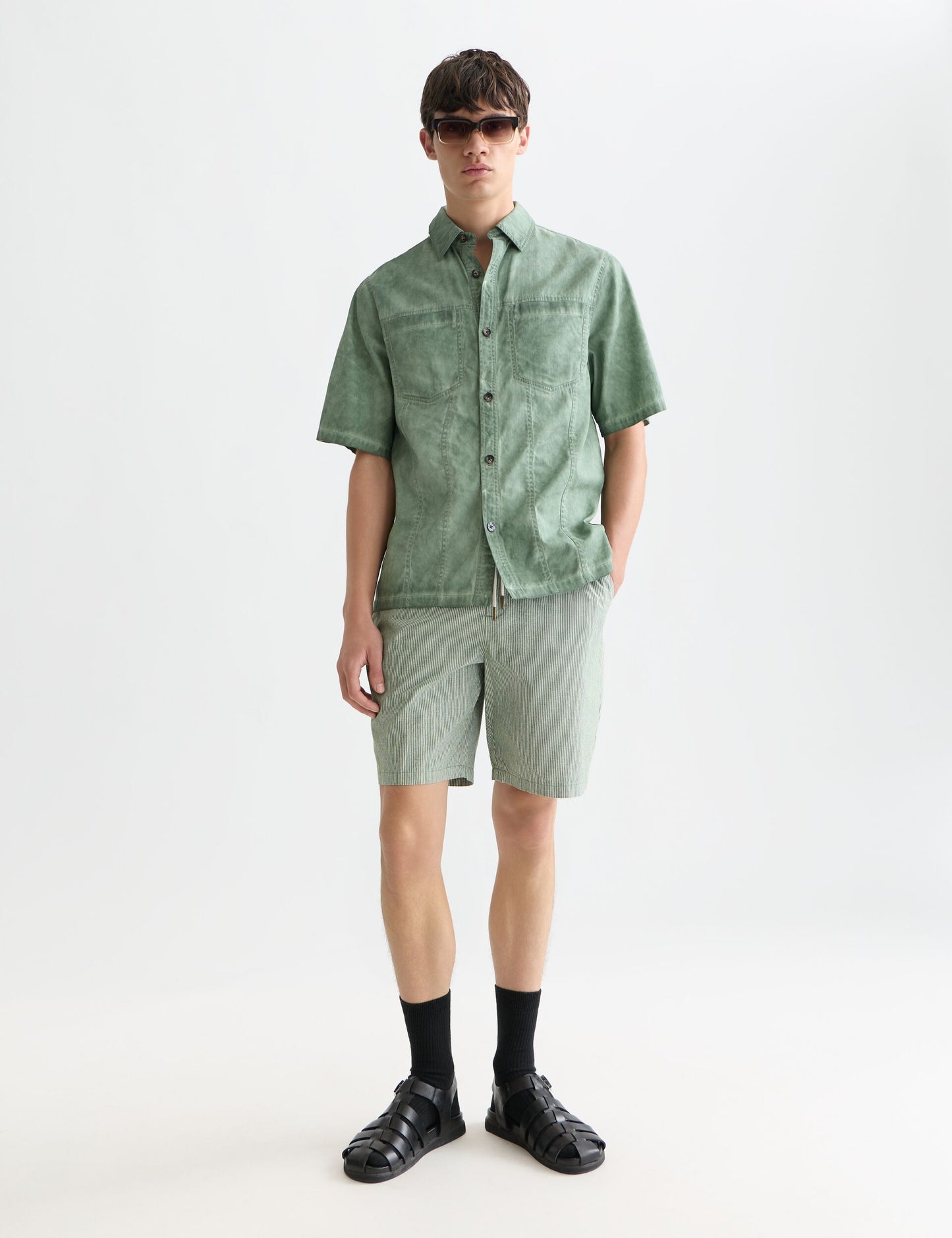 White Smoke מכנסיים קצרים לגברים Fave Cottonlinen SCOTCH & SODA