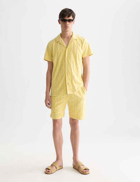 White Smoke מכנסי ברמודה טקסטורת לגברים Fave Terry SCOTCH & SODA