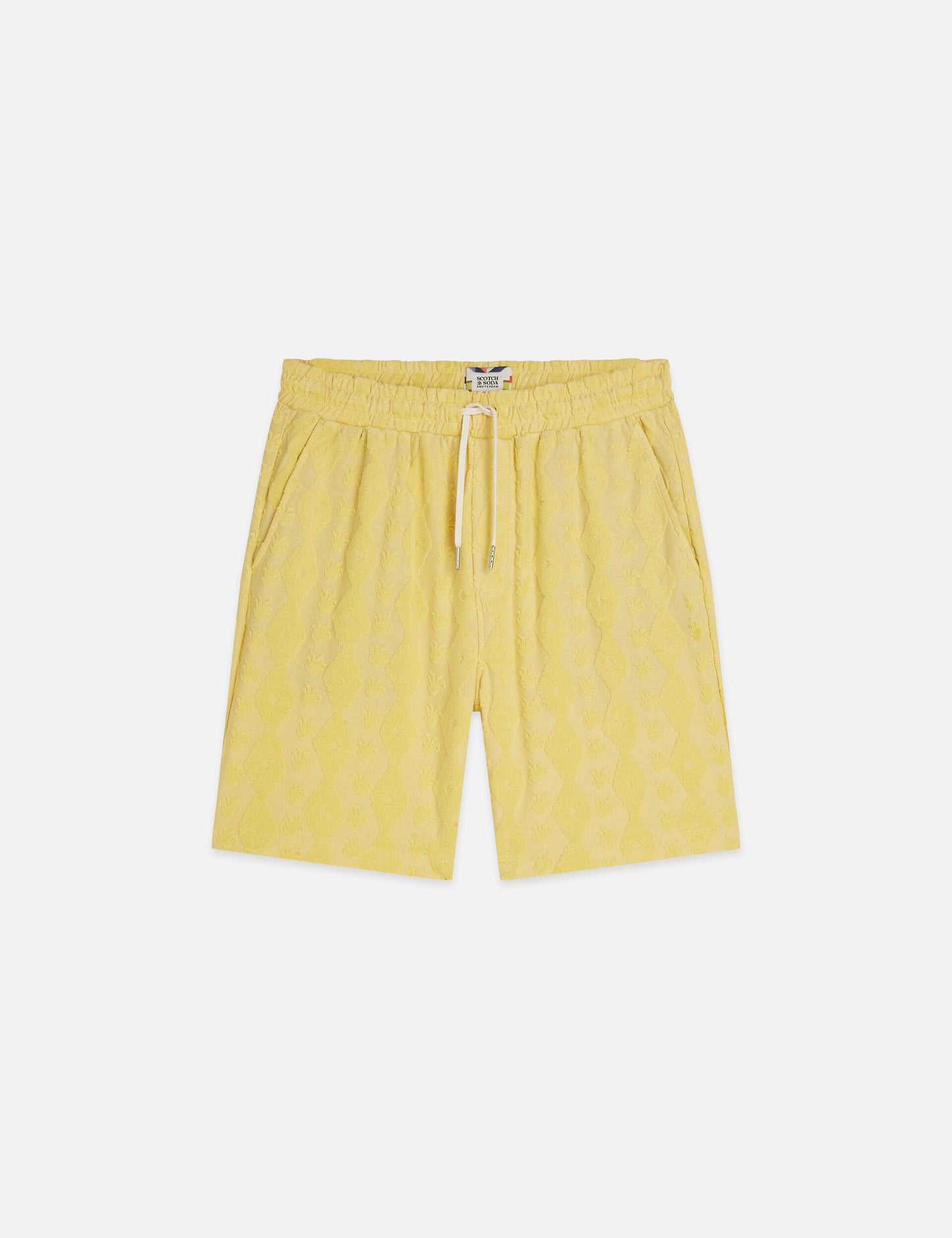 Light Goldenrod מכנסי ברמודה טקסטורת לגברים Fave Terry SCOTCH & SODA