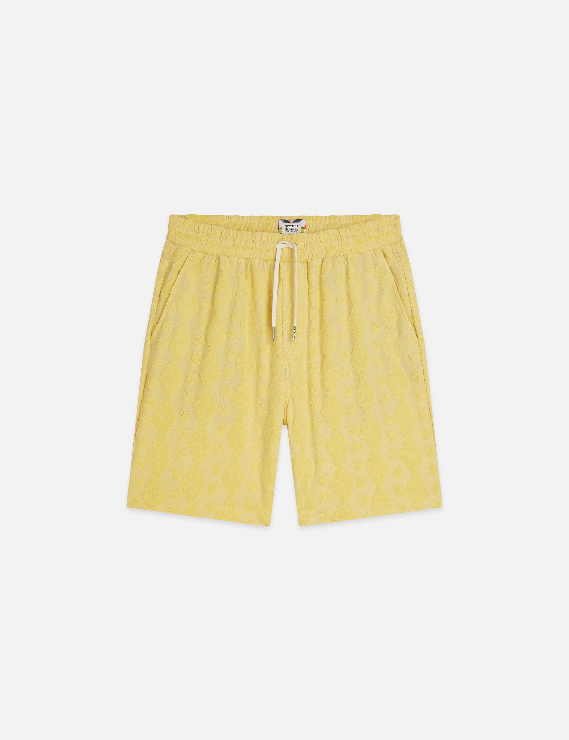 Light Goldenrod מכנסי ברמודה טקסטורת לגברים Fave Terry SCOTCH & SODA
