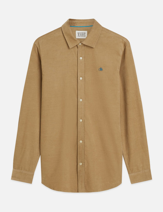 Dark Khaki חולצה מכופתרת ארוכה לגברים Lightweight SCOTCH & SODA