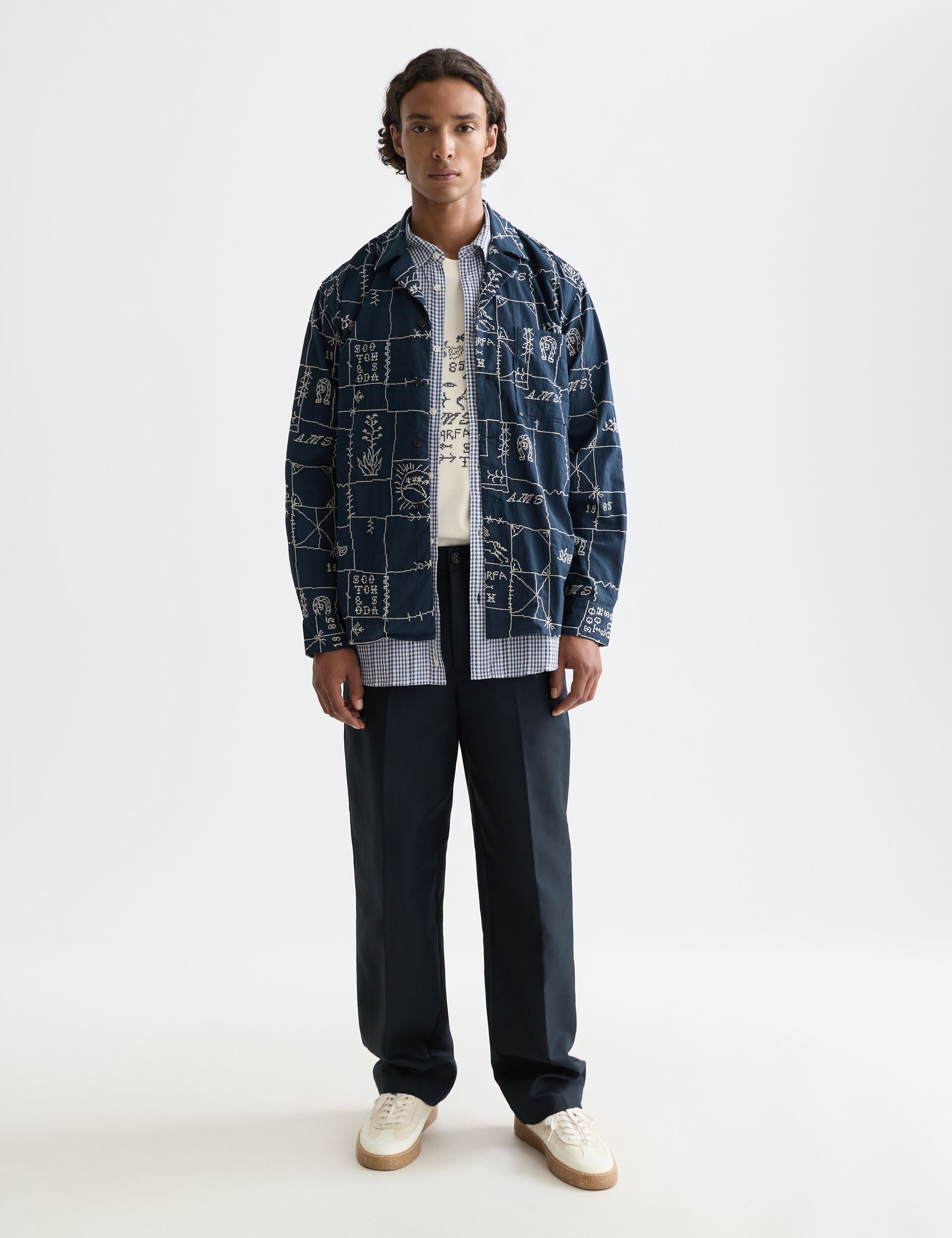 White Smoke חולצה מכופתרת ארוכה לגברים Embroidered SCOTCH & SODA