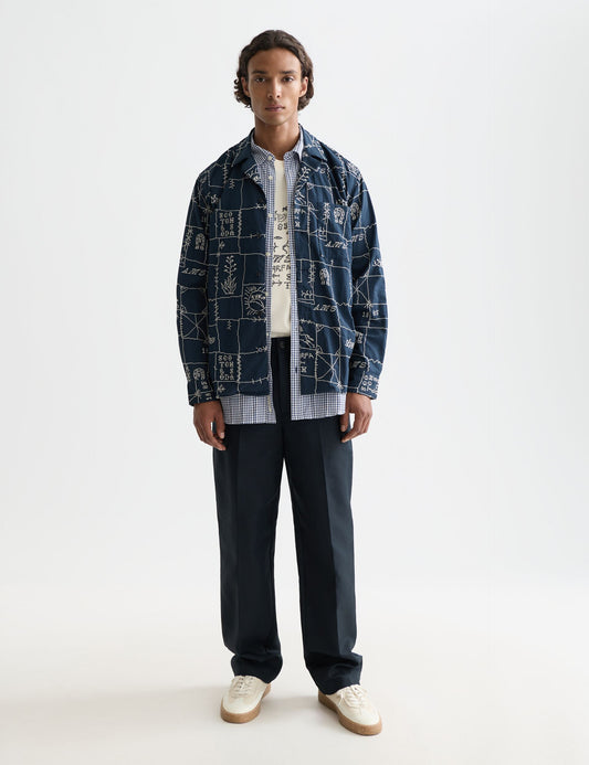 White Smoke חולצה מכופתרת ארוכה לגברים Embroidered SCOTCH & SODA