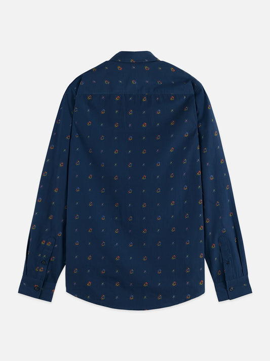 Midnight Blue PRINTED COTTON SLIM-FIT SHIRT חולצה מכופתרת ארוכה SCOTCH & SODA