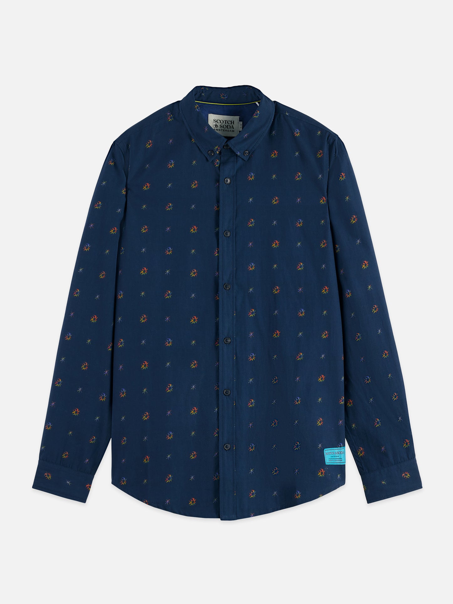 Midnight Blue חולצה מכופתרת ארוכה לגברים Printed SCOTCH & SODA
