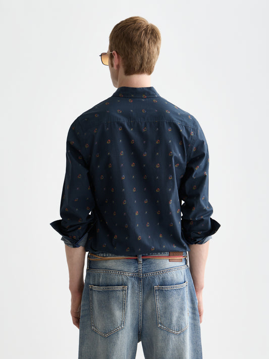 Lavender PRINTED COTTON SLIM-FIT SHIRT חולצה מכופתרת ארוכה SCOTCH & SODA