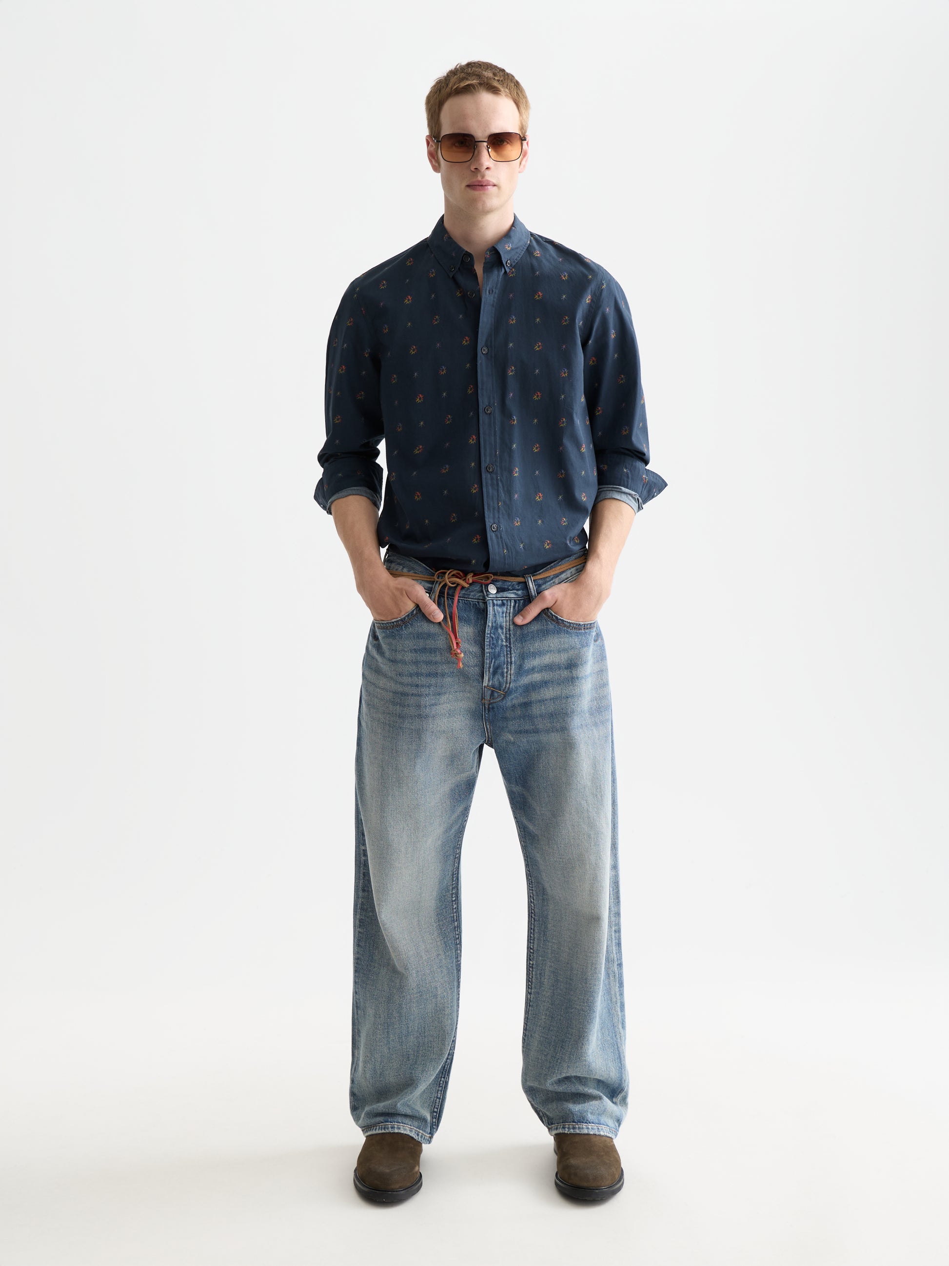 White Smoke חולצה מכופתרת ארוכה לגברים Printed SCOTCH & SODA