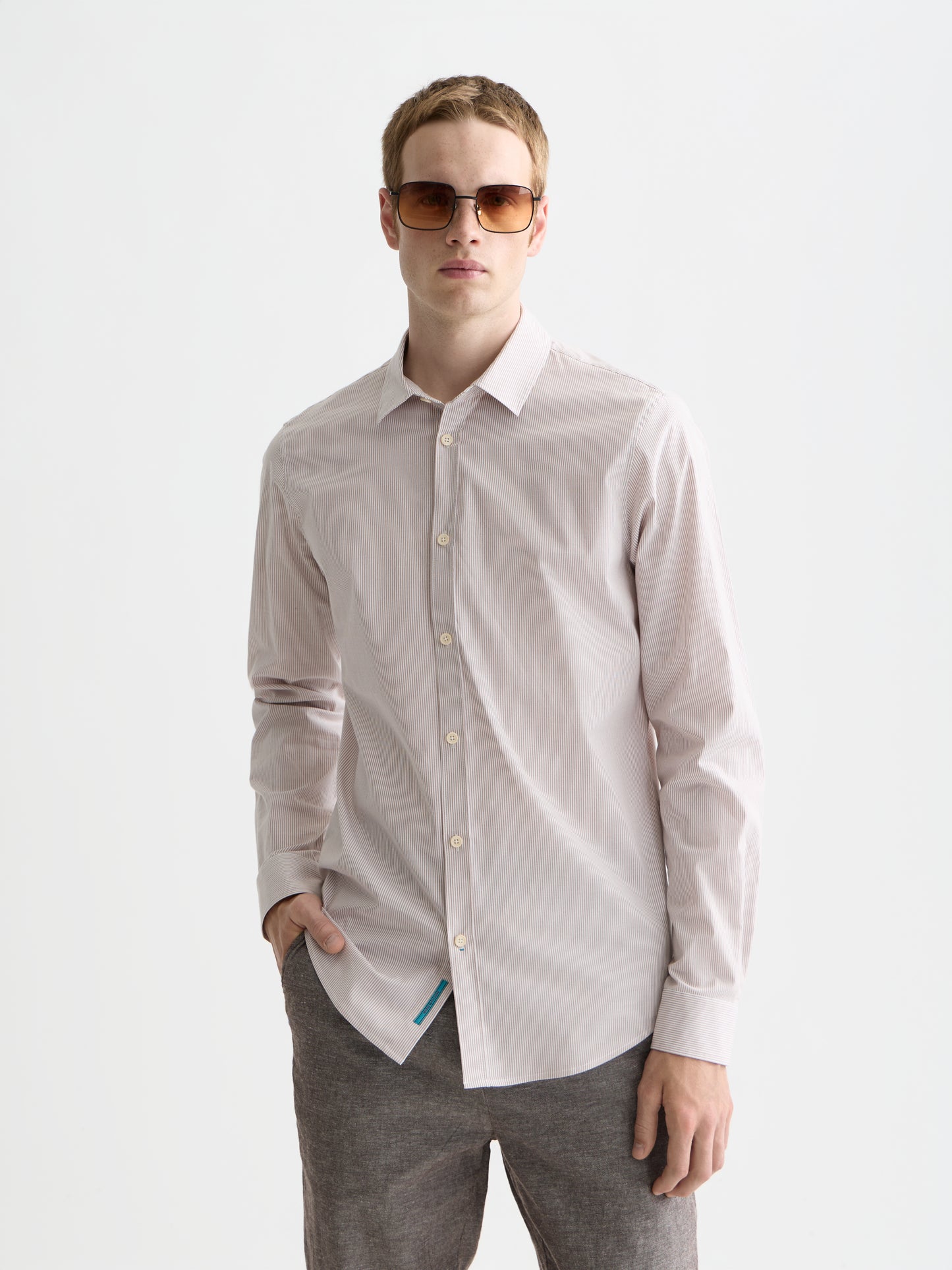 Lavender חולצה מכופתרת ארוכה לגברים Striped SCOTCH & SODA