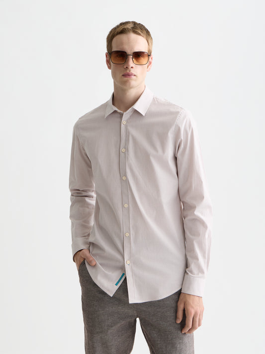 Lavender STRIPED SLIM-FIT POPLIN SHIRT חולצה מכופתרת ארוכה SCOTCH & SODA