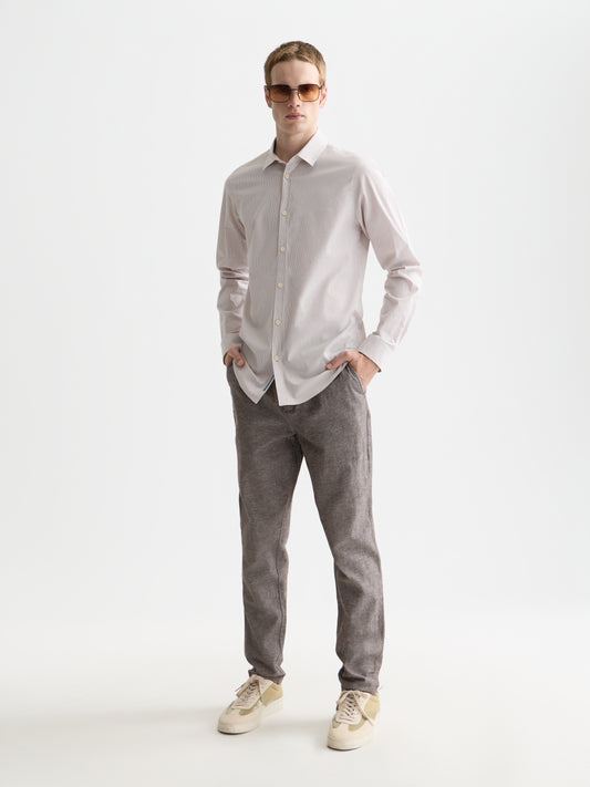 White Smoke STRIPED SLIM-FIT POPLIN SHIRT חולצה מכופתרת ארוכה SCOTCH & SODA