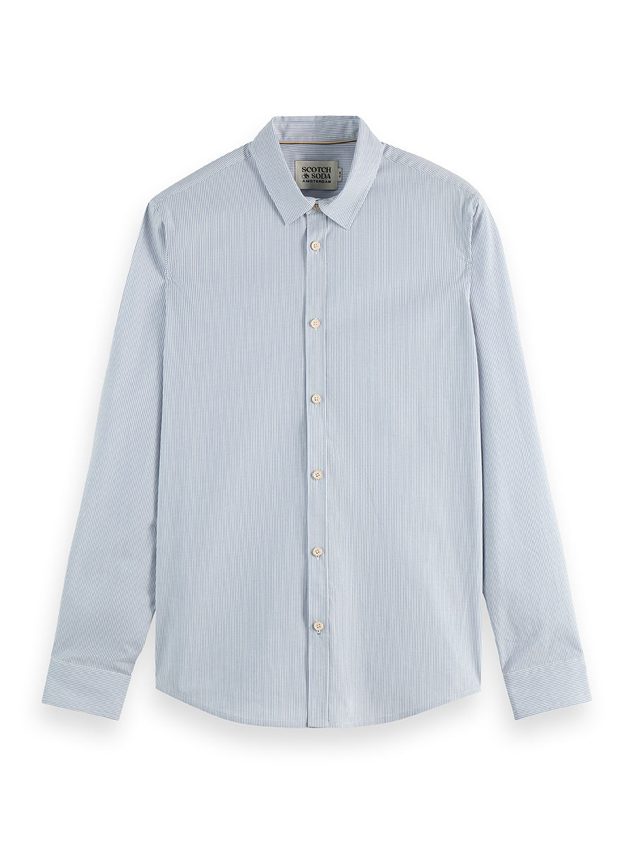 Light Gray חולצה מכופתרת ארוכה לגברים Core Poplin SCOTCH & SODA