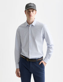 White Smoke חולצה מכופתרת ארוכה לגברים Core Poplin SCOTCH & SODA