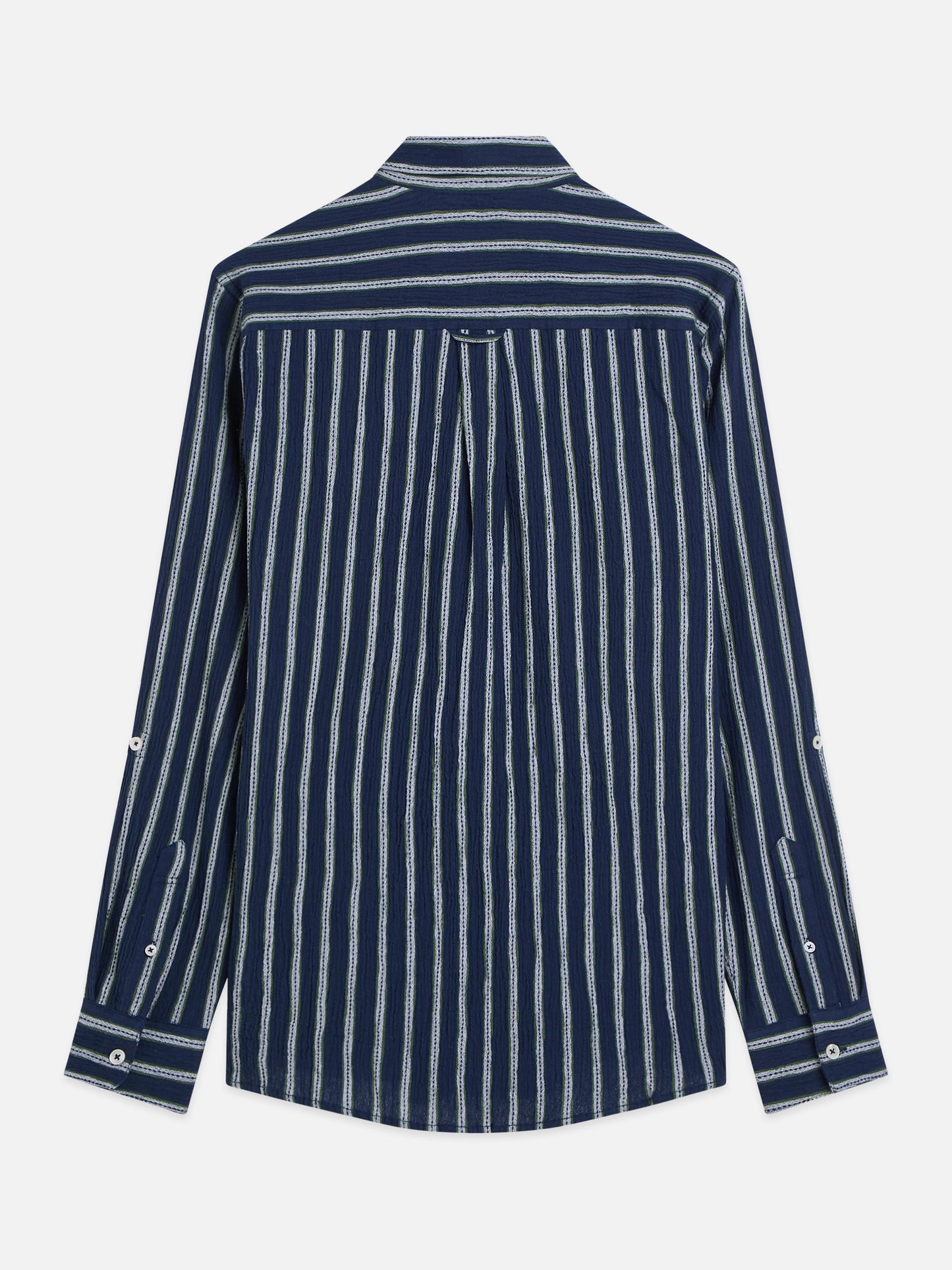 Dark Slate Gray חולצת פסים מכופתרת ארוכה לגברים Striped Crinkle SCOTCH & SODA