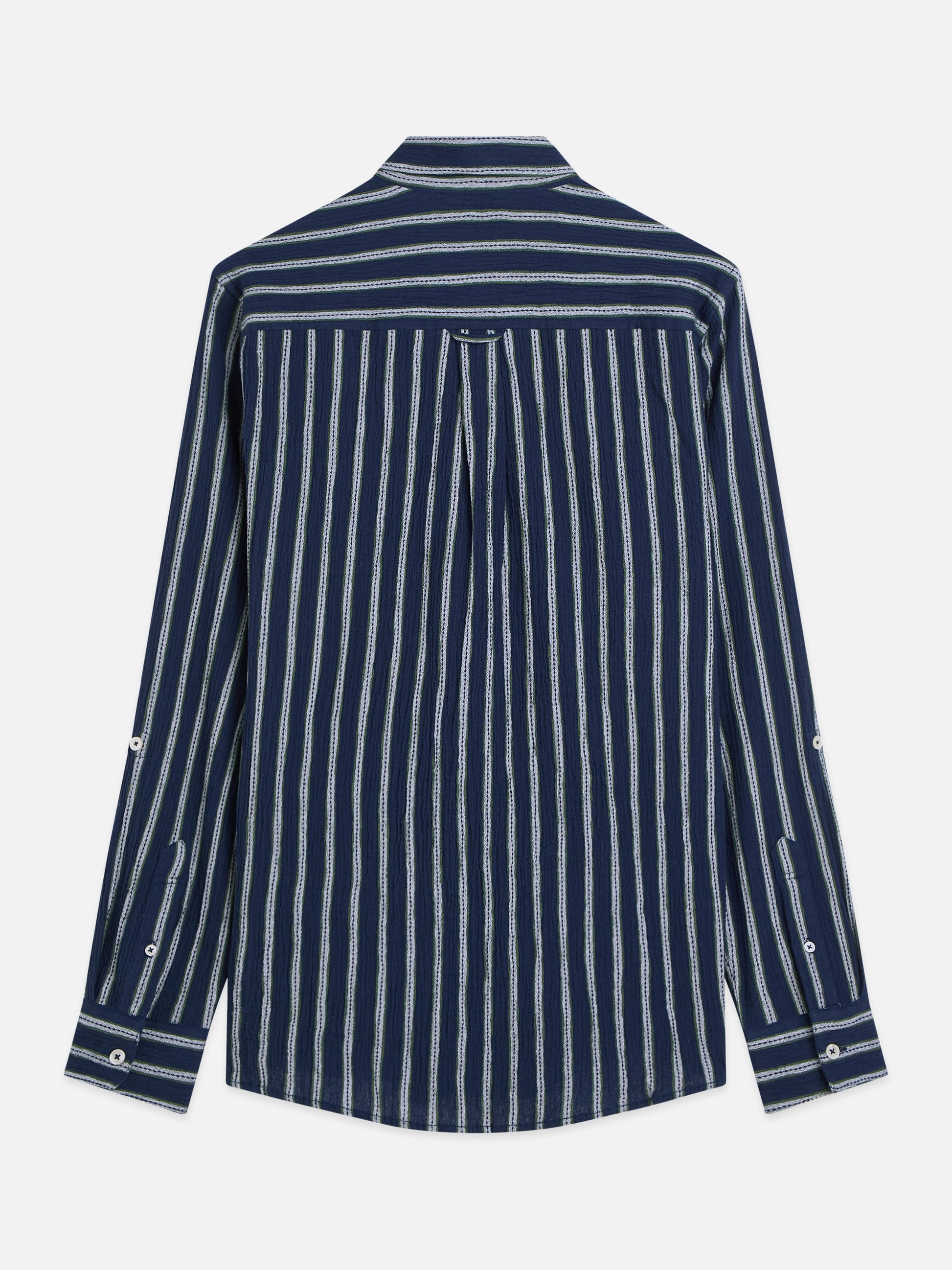 Dark Slate Gray חולצת פסים מכופתרת ארוכה לגברים Striped Crinkle SCOTCH & SODA