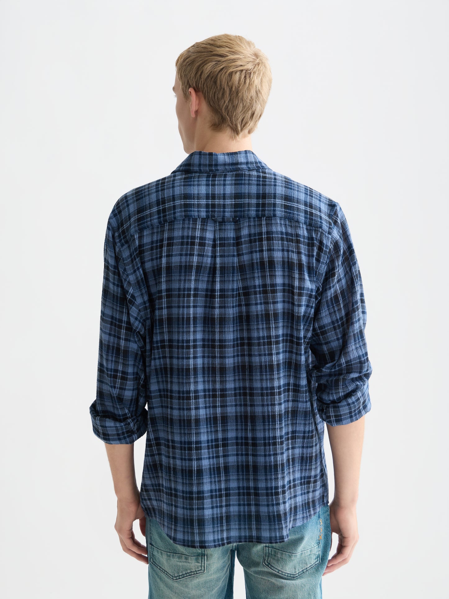 Dark Slate Gray חולצה מכופתרת ארוכה לגברים Lightweight Flannel SCOTCH & SODA