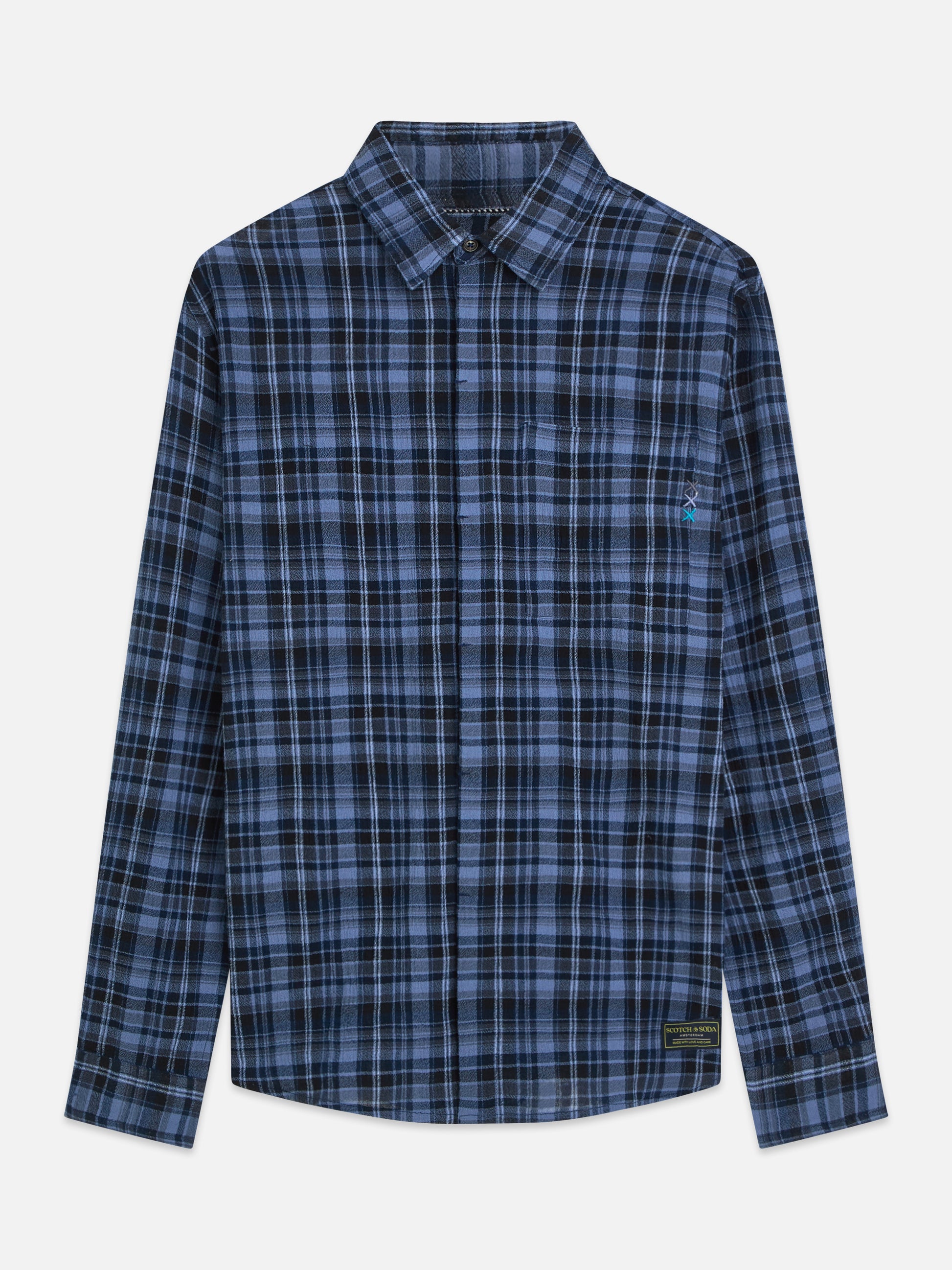 Dark Slate Gray חולצה מכופתרת ארוכה לגברים Lightweight Flannel SCOTCH & SODA