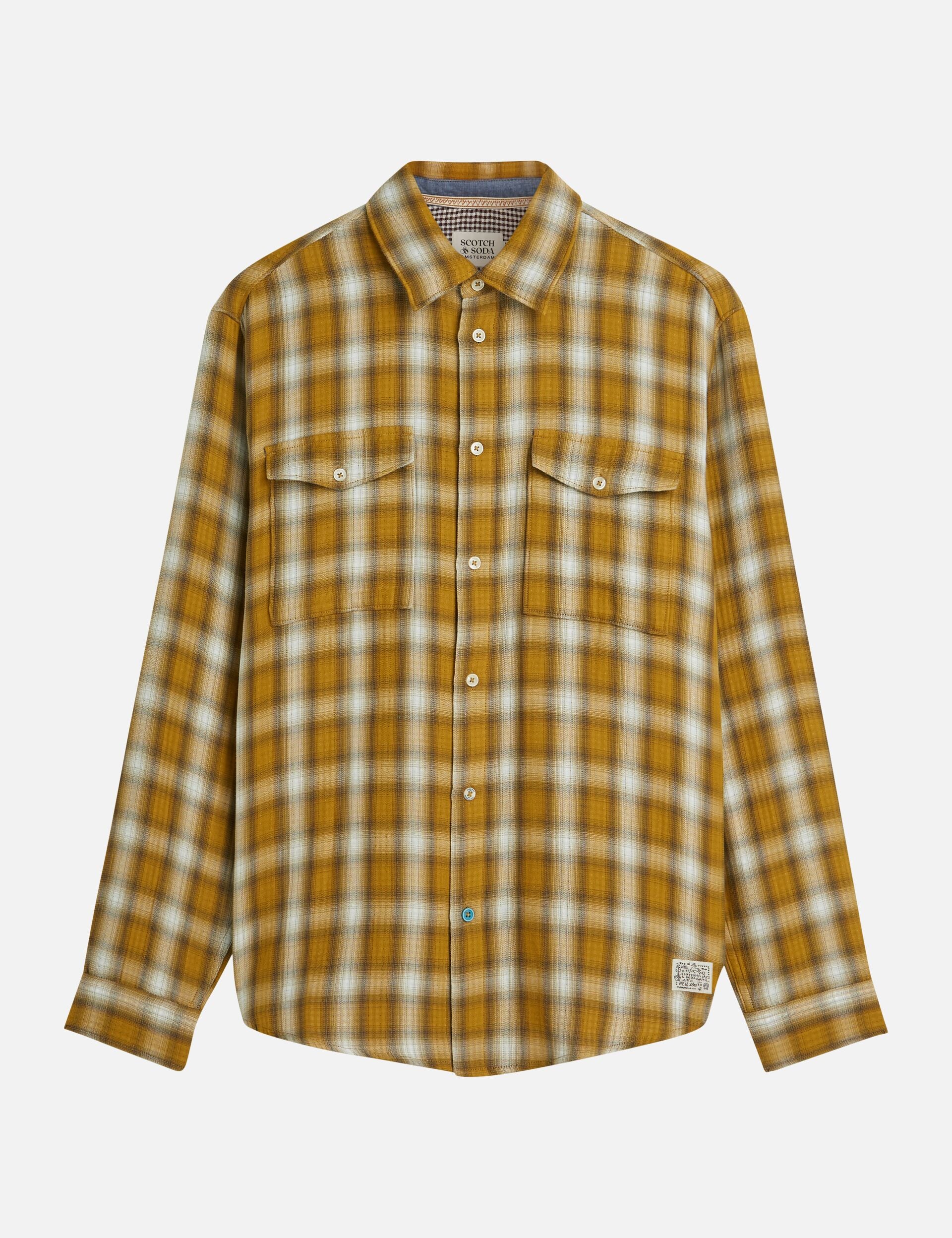 White Smoke חולצה מכופתרת ארוכה משובצת לגברים  Double Face SCOTCH & SODA