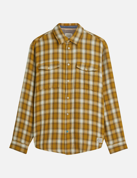 White Smoke חולצה מכופתרת ארוכה משובצת לגברים  Double Face SCOTCH & SODA