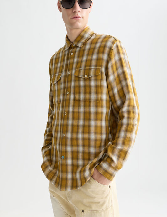 Lavender חולצה מכופתרת ארוכה משובצת לגברים  Double Face SCOTCH & SODA