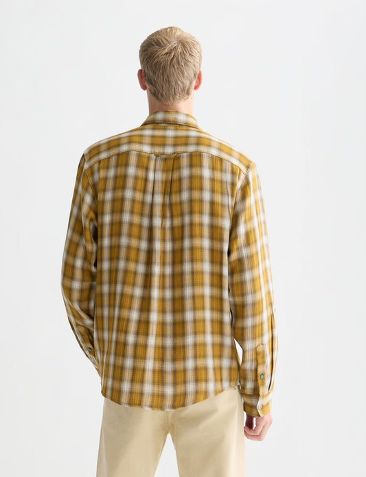 Lavender חולצה מכופתרת ארוכה משובצת לגברים  Double Face SCOTCH & SODA