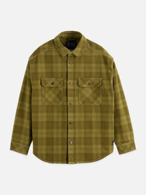 Dark Olive Green חולצה ארוכה מכופתרת לגברים Washed denim SCOTCH & SODA