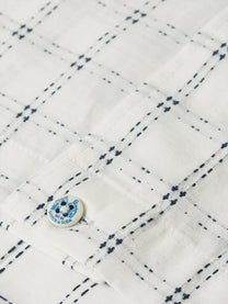 Light Gray חולצה מכופתרת קצרה לגברים עם רקמת טקסטורה Check SCOTCH & SODA