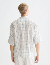 Lavender חולצה מכופתרת קצרה לגברים עם רקמת טקסטורה Check SCOTCH & SODA