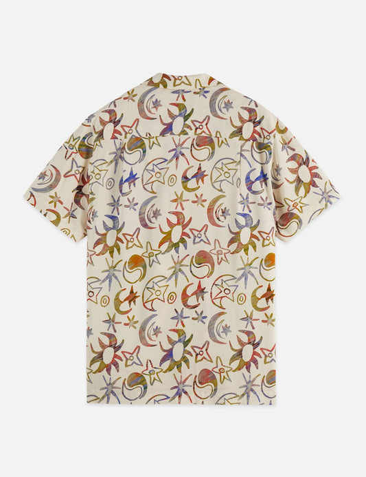 White Smoke חולצה מכופתרת קצרה לגברים Printed Viscose Short Sleeve SCOTCH & SODA