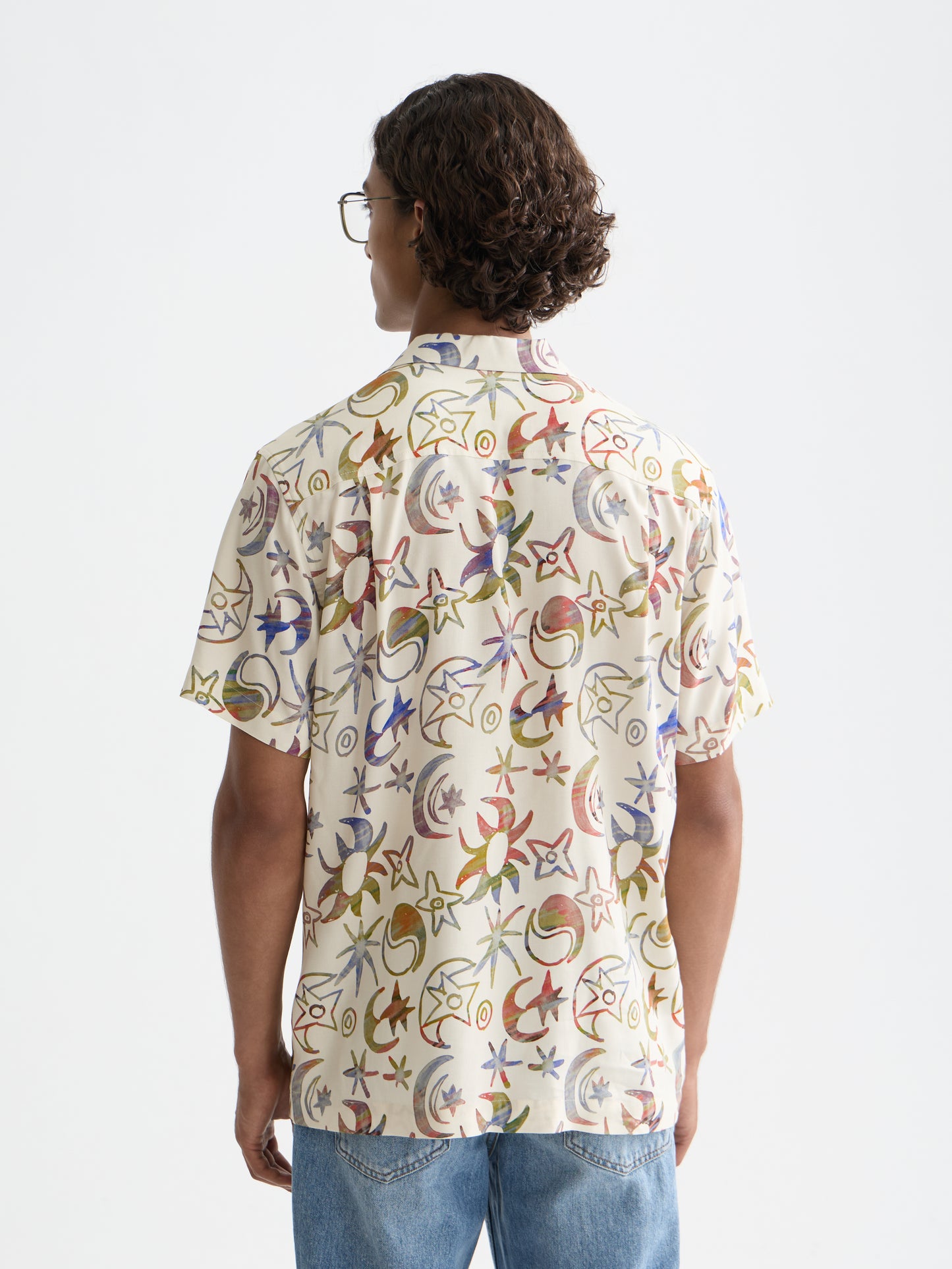 White Smoke חולצה מכופתרת קצרה לגברים Printed Viscose Short Sleeve SCOTCH & SODA