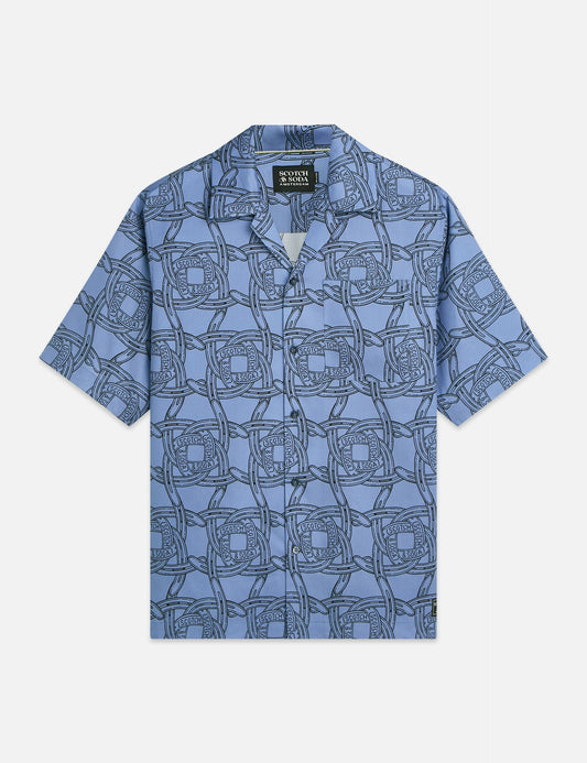 White Smoke PRINTED TENCEL RELAXEDFIT SHORTSLEEVED SHIRT חולצה מכופתרת קצרה SCOTCH & SODA