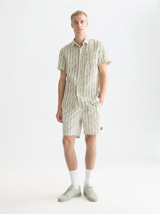 White Smoke PRINTED LINEN REGULARFIT SHORTSLEEVED SHIRT חולצה מכופתרת קצרה SCOTCH & SODA