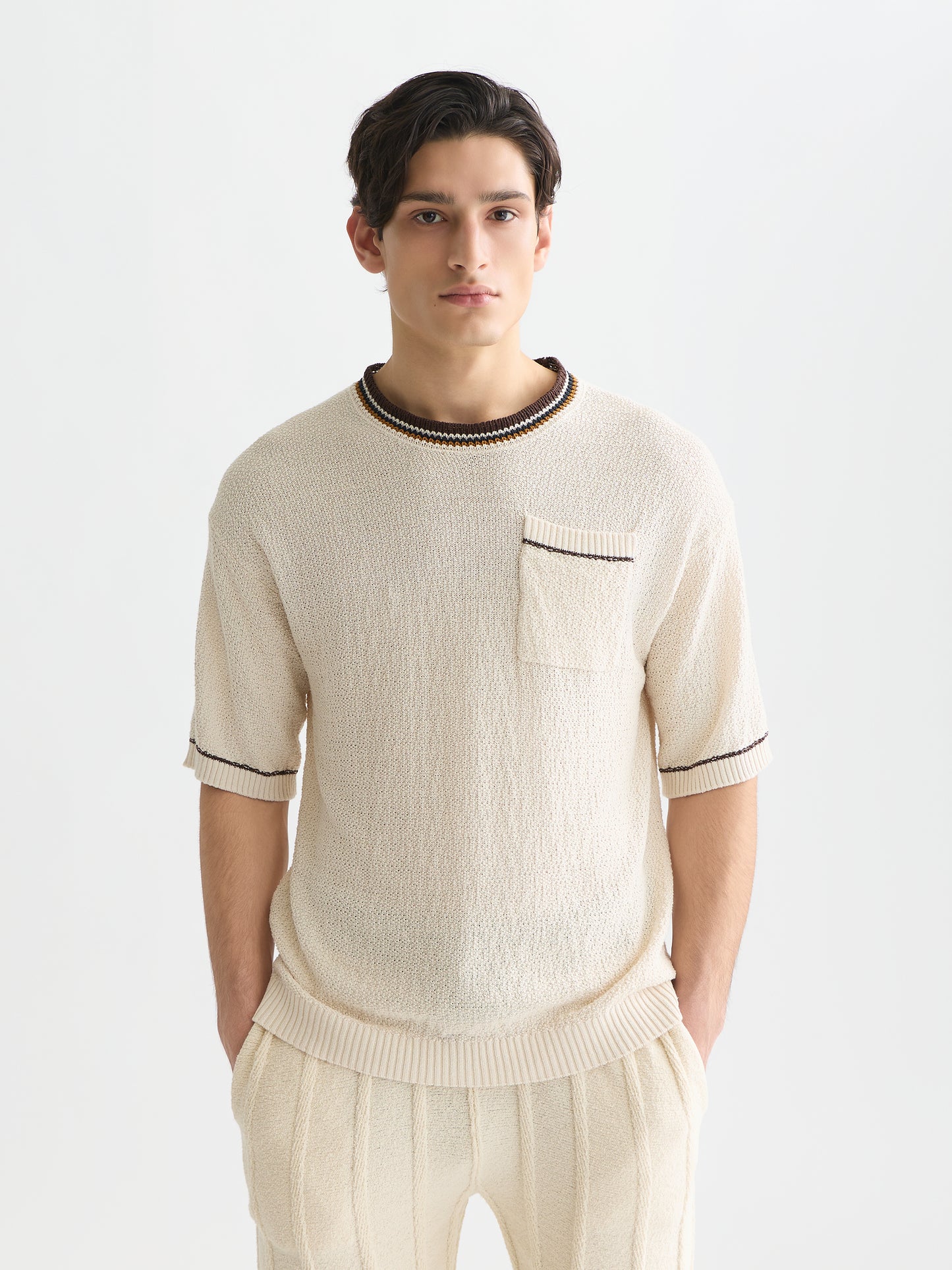 Lavender חולצה קצרה לגברים Knitted SCOTCH & SODA