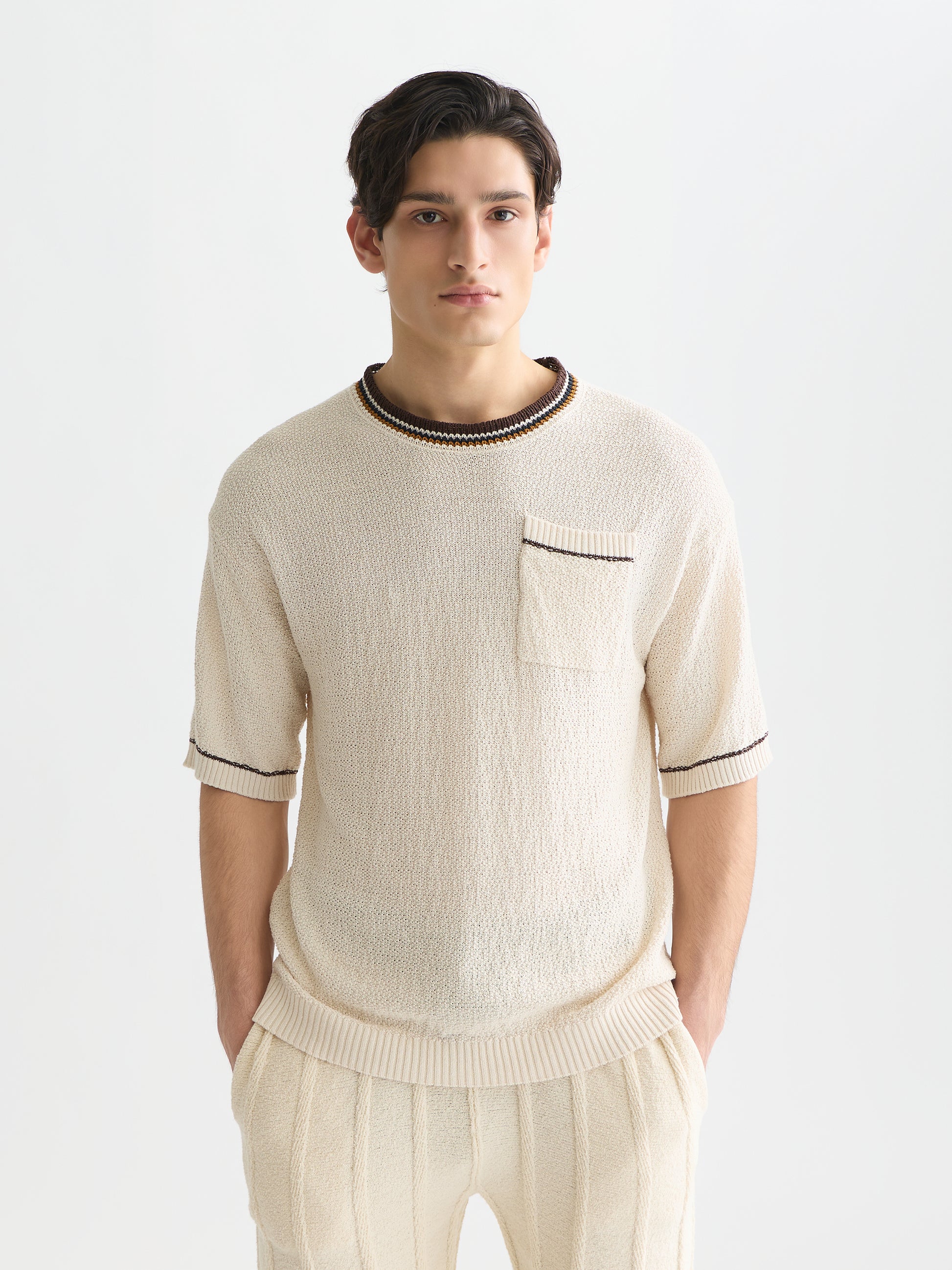 Lavender חולצה קצרה לגברים Knitted SCOTCH & SODA